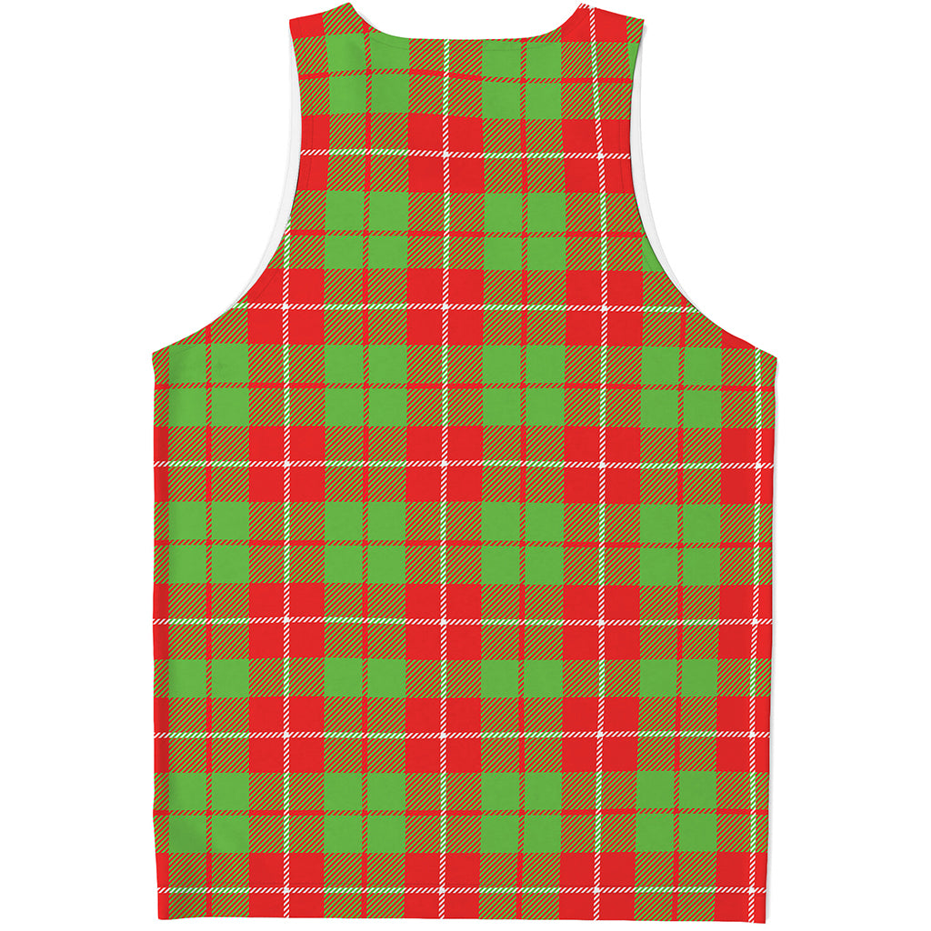 Xmas Plaid Pattern Print Men's Tank Top