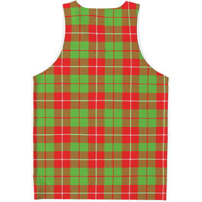 Xmas Plaid Pattern Print Men's Tank Top