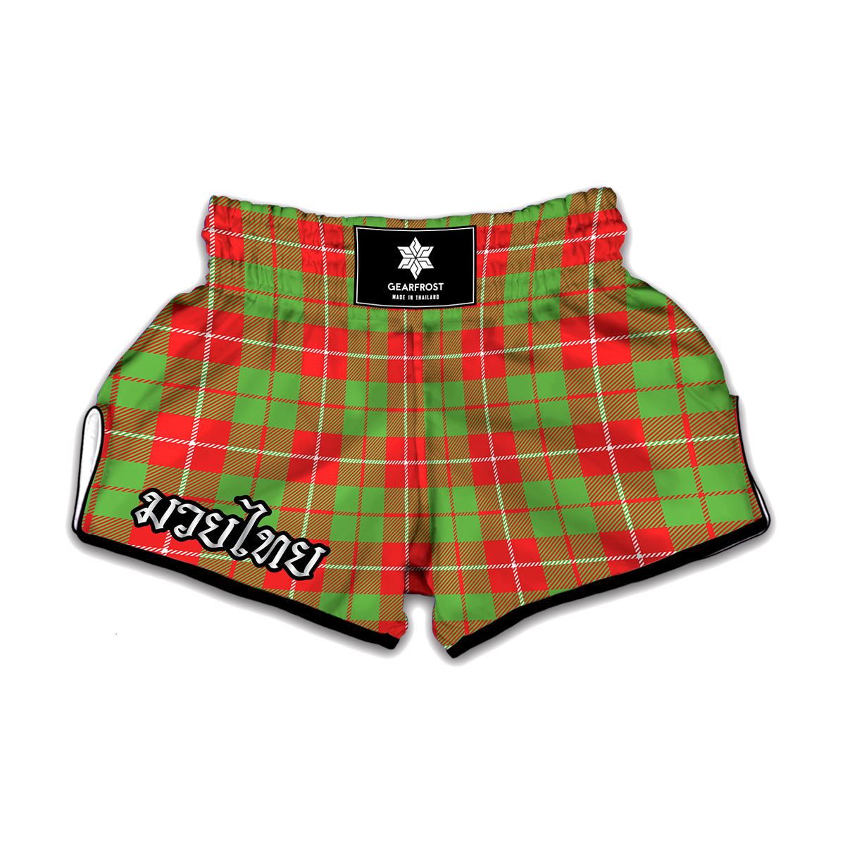 Xmas Plaid Pattern Print Muay Thai Boxing Shorts