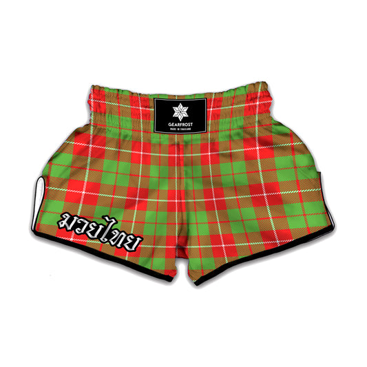 Xmas Plaid Pattern Print Muay Thai Boxing Shorts
