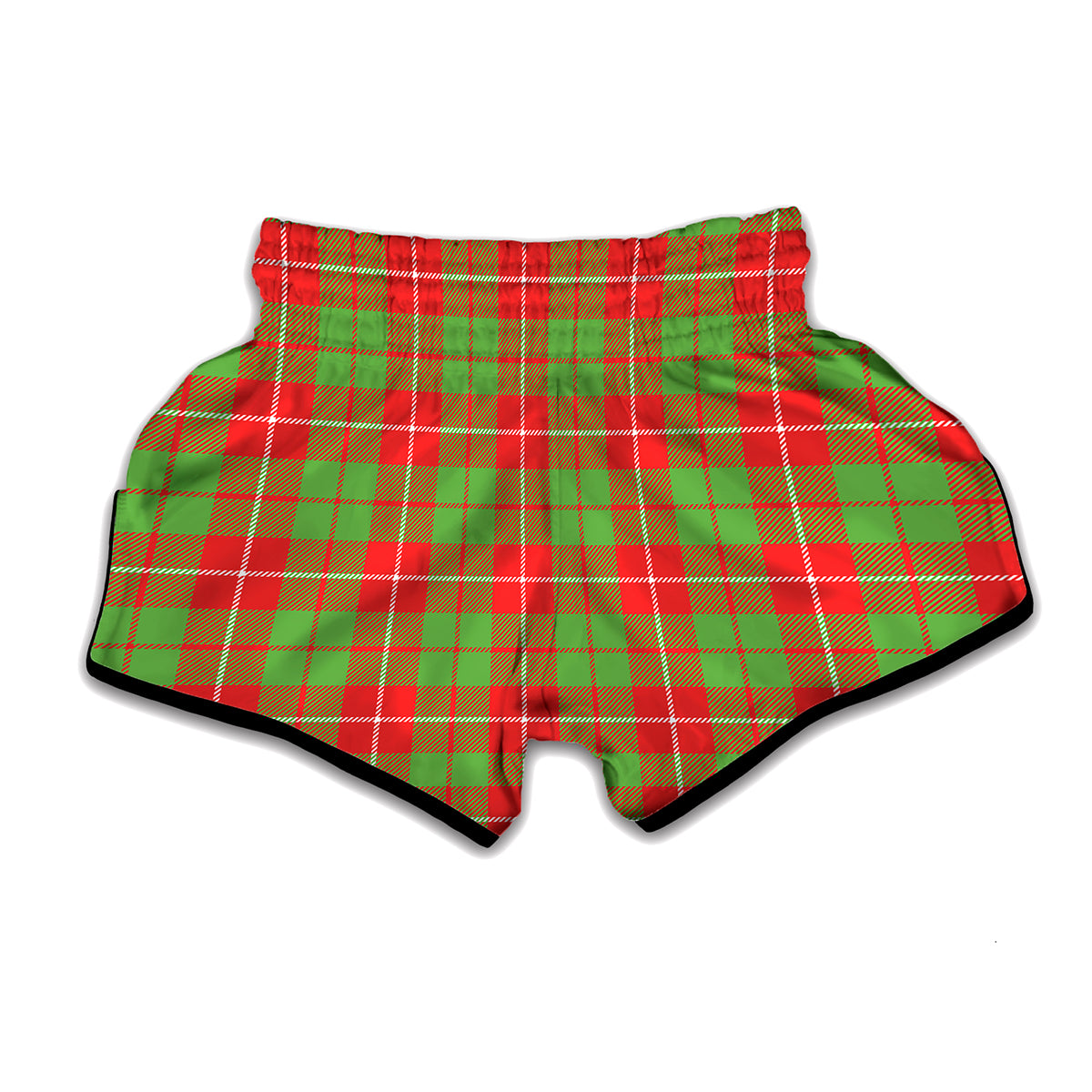 Xmas Plaid Pattern Print Muay Thai Boxing Shorts
