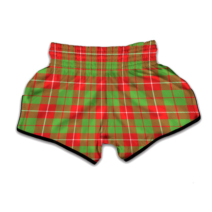 Xmas Plaid Pattern Print Muay Thai Boxing Shorts