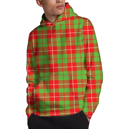 Xmas Plaid Pattern Print Pullover Hoodie