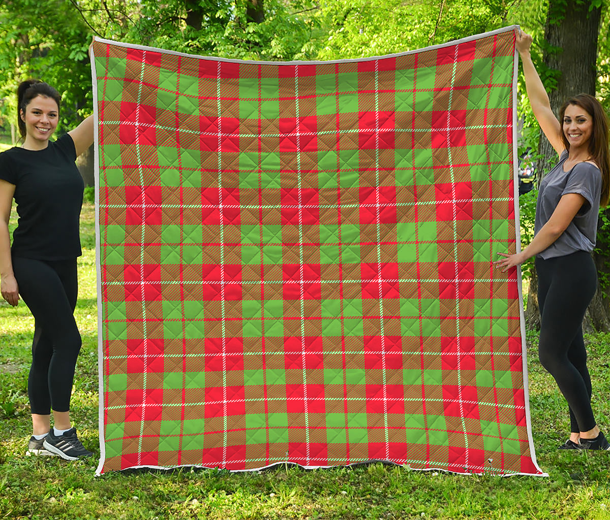 Xmas Plaid Pattern Print Quilt