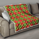 Xmas Plaid Pattern Print Quilt