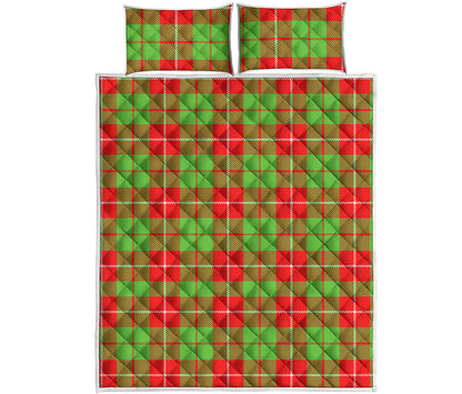 Xmas Plaid Pattern Print Quilt Bed Set