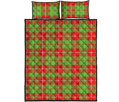 Xmas Plaid Pattern Print Quilt Bed Set
