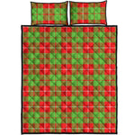 Xmas Plaid Pattern Print Quilt Bed Set