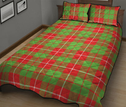 Xmas Plaid Pattern Print Quilt Bed Set