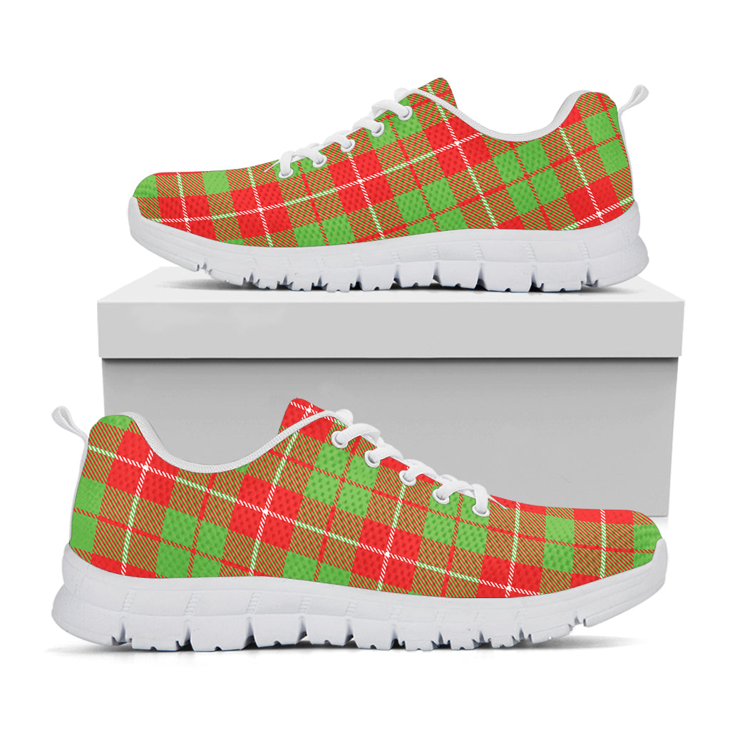 Xmas Plaid Pattern Print White Sneakers