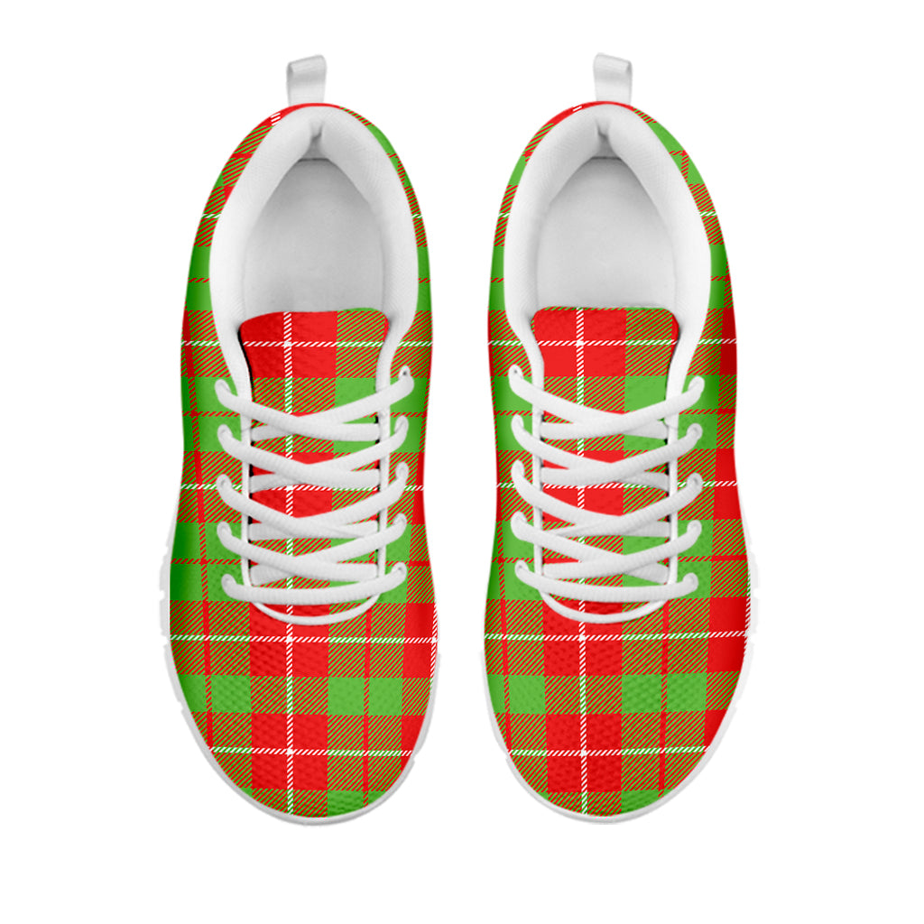 Xmas Plaid Pattern Print White Sneakers