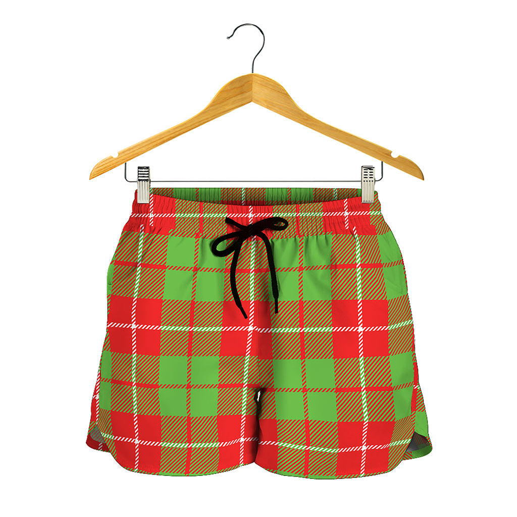 Xmas Plaid Pattern Print Women's Shorts