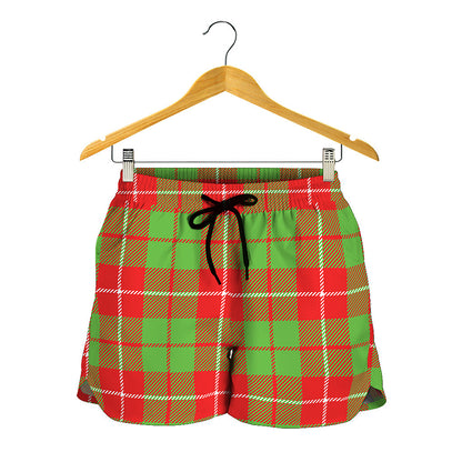 Xmas Plaid Pattern Print Women's Shorts