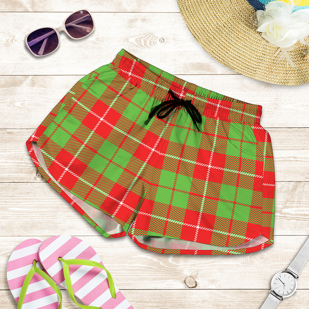 Xmas Plaid Pattern Print Women's Shorts