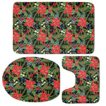 Xmas Poinsettia Pattern Print 3 Piece Bath Mat Set
