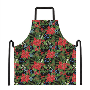 Xmas Poinsettia Pattern Print Apron