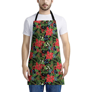 Xmas Poinsettia Pattern Print Apron