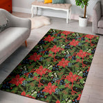 Xmas Poinsettia Pattern Print Area Rug