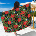 Xmas Poinsettia Pattern Print Beach Sarong Wrap