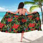 Xmas Poinsettia Pattern Print Beach Sarong Wrap