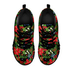 Xmas Poinsettia Pattern Print Black Sneakers