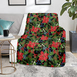 Xmas Poinsettia Pattern Print Blanket