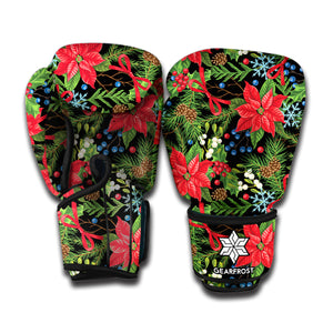 Xmas Poinsettia Pattern Print Boxing Gloves