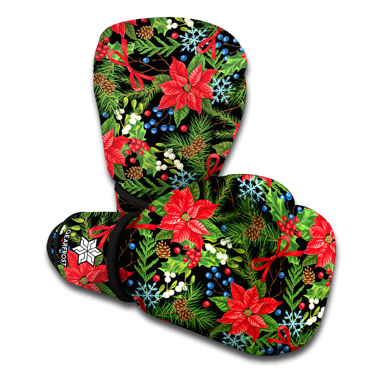 Xmas Poinsettia Pattern Print Boxing Gloves