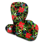 Xmas Poinsettia Pattern Print Boxing Gloves