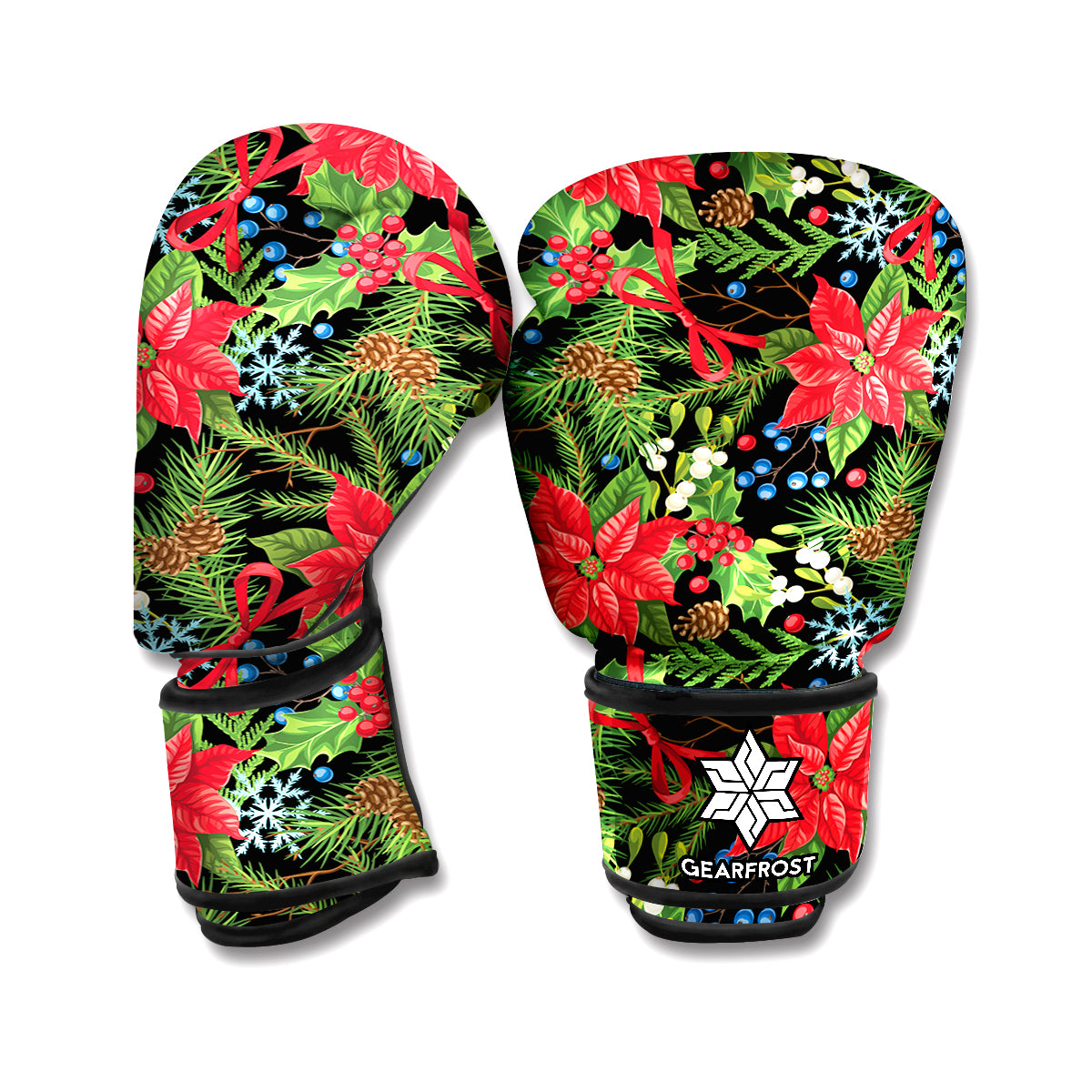 Xmas Poinsettia Pattern Print Boxing Gloves