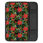 Xmas Poinsettia Pattern Print Car Center Console Cover