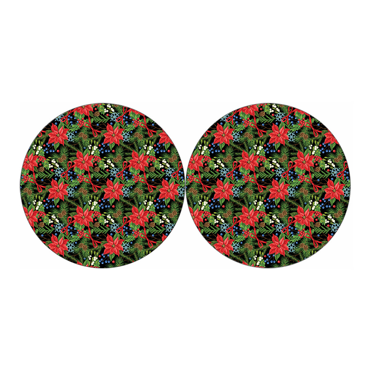 Xmas Poinsettia Pattern Print Car Coasters