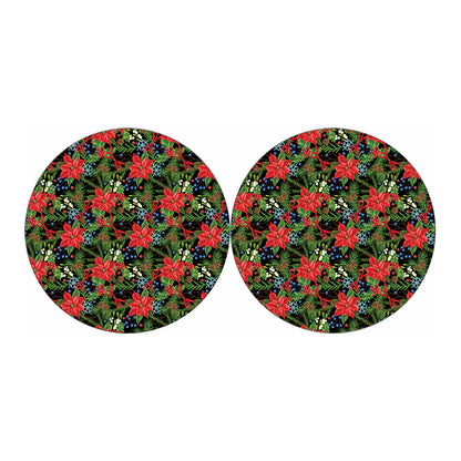 Xmas Poinsettia Pattern Print Car Coasters