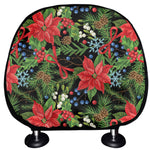 Xmas Poinsettia Pattern Print Car Headrest Covers