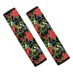 Xmas Poinsettia Pattern Print Car Seat Belt Covers