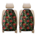 Xmas Poinsettia Pattern Print Car Seat Organizers