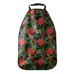 Xmas Poinsettia Pattern Print Car Seat Organizers