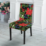 Xmas Poinsettia Pattern Print Dining Chair Slipcover