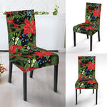 Xmas Poinsettia Pattern Print Dining Chair Slipcover