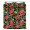 Xmas Poinsettia Pattern Print Duvet Cover Bedding Set