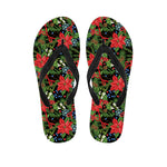 Xmas Poinsettia Pattern Print Flip Flops