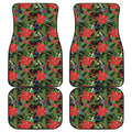 Xmas Poinsettia Pattern Print Front and Back Car Floor Mats
