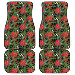 Xmas Poinsettia Pattern Print Front and Back Car Floor Mats