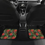 Xmas Poinsettia Pattern Print Front and Back Car Floor Mats