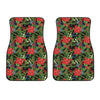 Xmas Poinsettia Pattern Print Front Car Floor Mats