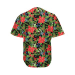 Xmas Poinsettia Pattern Print Men's Baseball Jersey