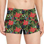 Xmas Poinsettia Pattern Print Men's Boxer Briefs