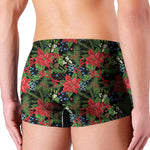 Xmas Poinsettia Pattern Print Men's Boxer Briefs