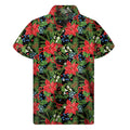 Xmas Poinsettia Pattern Print Men's Short Sleeve Shirt