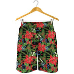 Xmas Poinsettia Pattern Print Men's Shorts